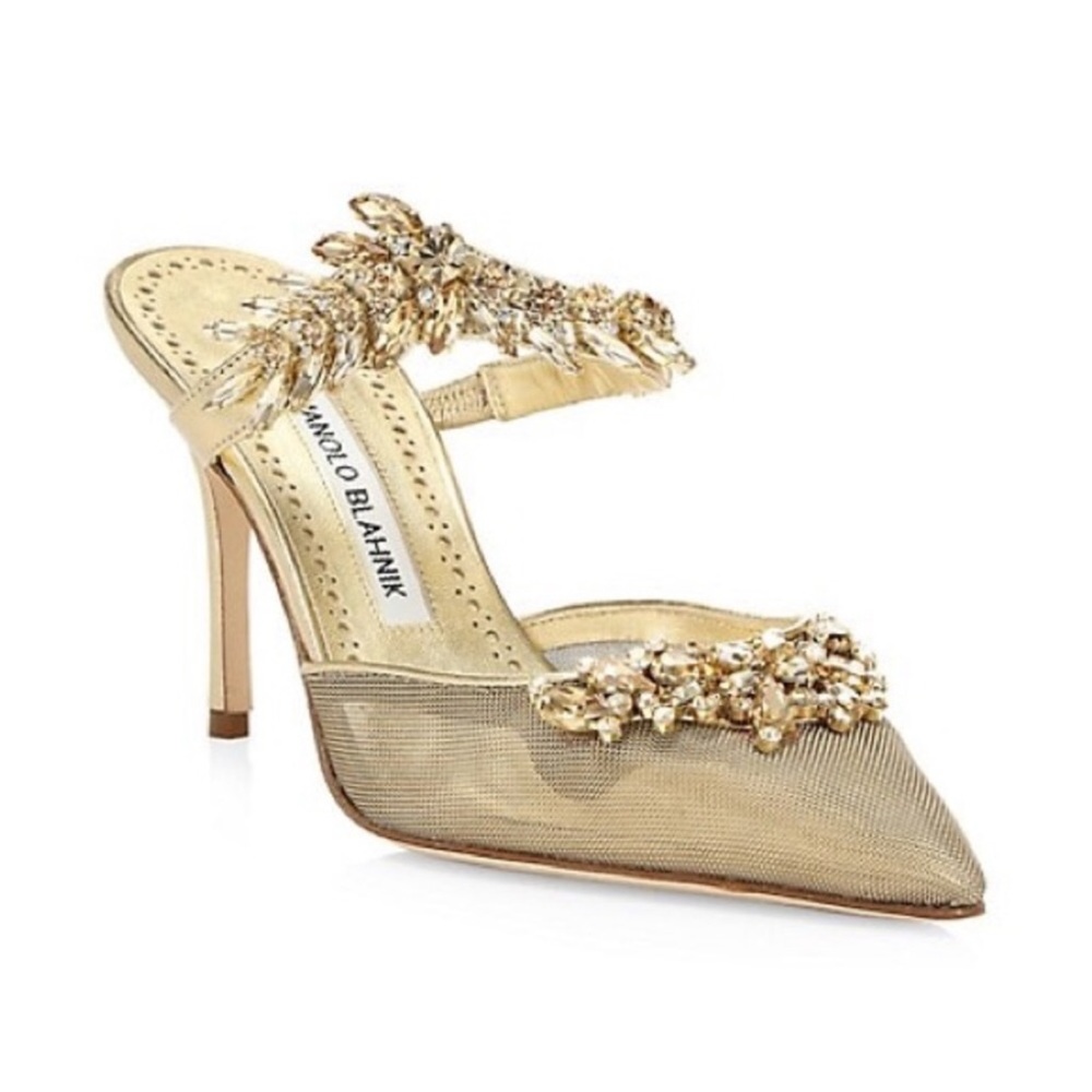 ISO Manolo Blahnik Mesh Gold Lurum 42